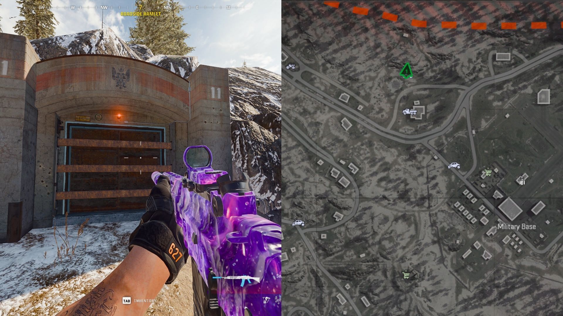 Location of Bunker 11 in Verdansk (Images via Sportskeeda Gaming || Activision)